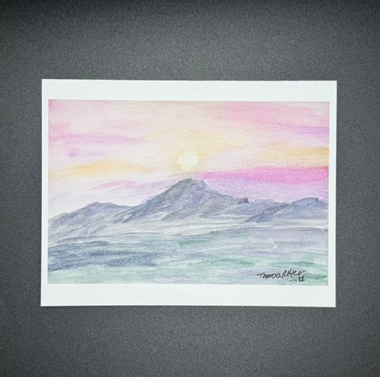 Pastel Sunset Thanks 4" x 5" Greeting Card