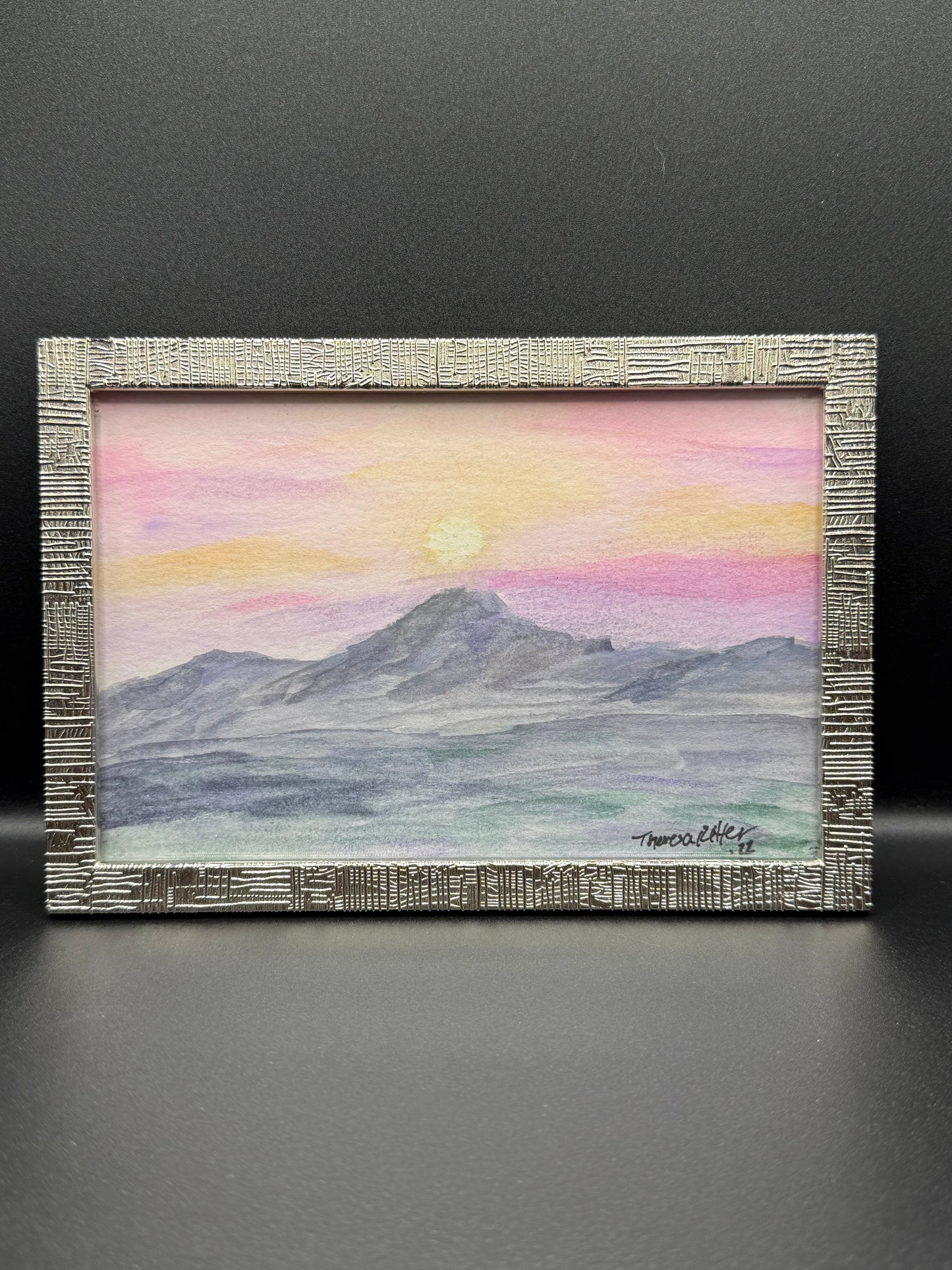Pastel Sunset Framed Original Watercolor