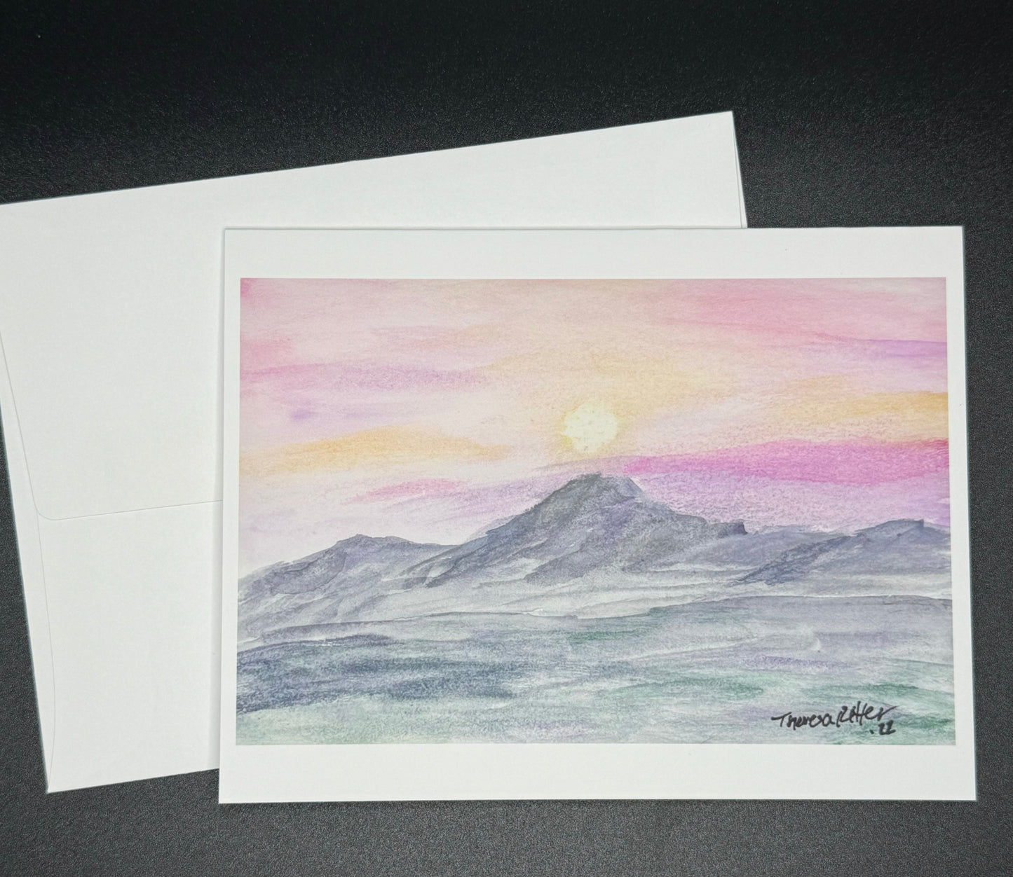 Pastel Sunset Thanks 4" x 5" Greeting Card