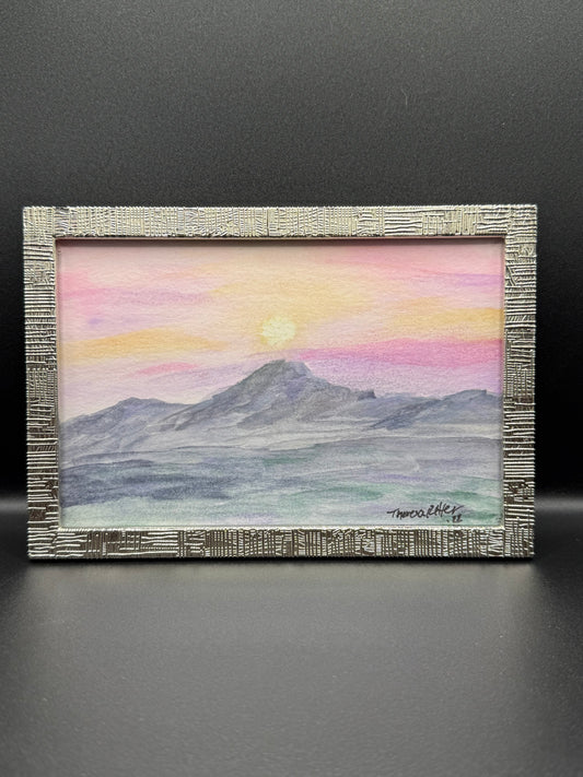 Pastel Sunset Framed Original Watercolor