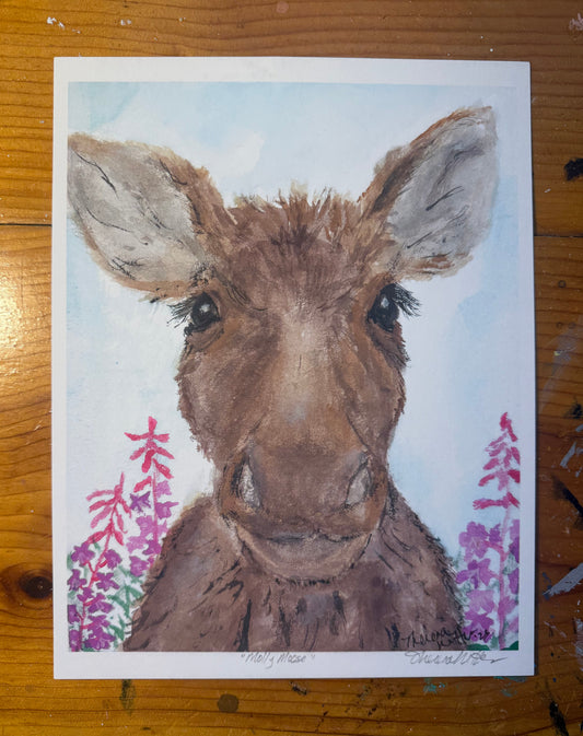 Watercolor image of Molly Moose by Theresa Ritter
